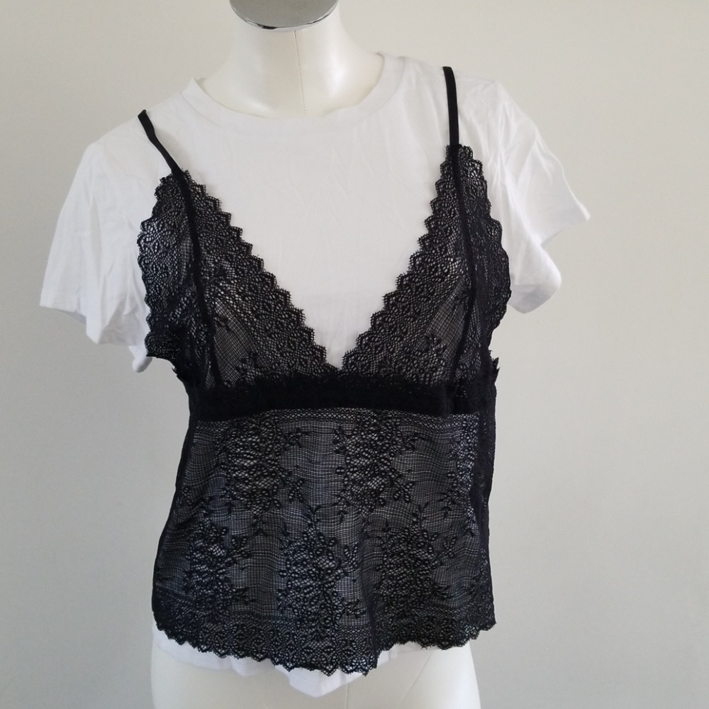 NWT free people white t with lace tank